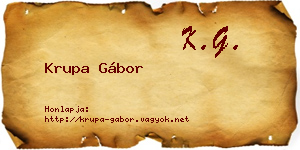 Krupa Gábor névjegykártya